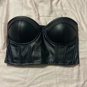 Black Fake Leather Goth Tube Top Size XS